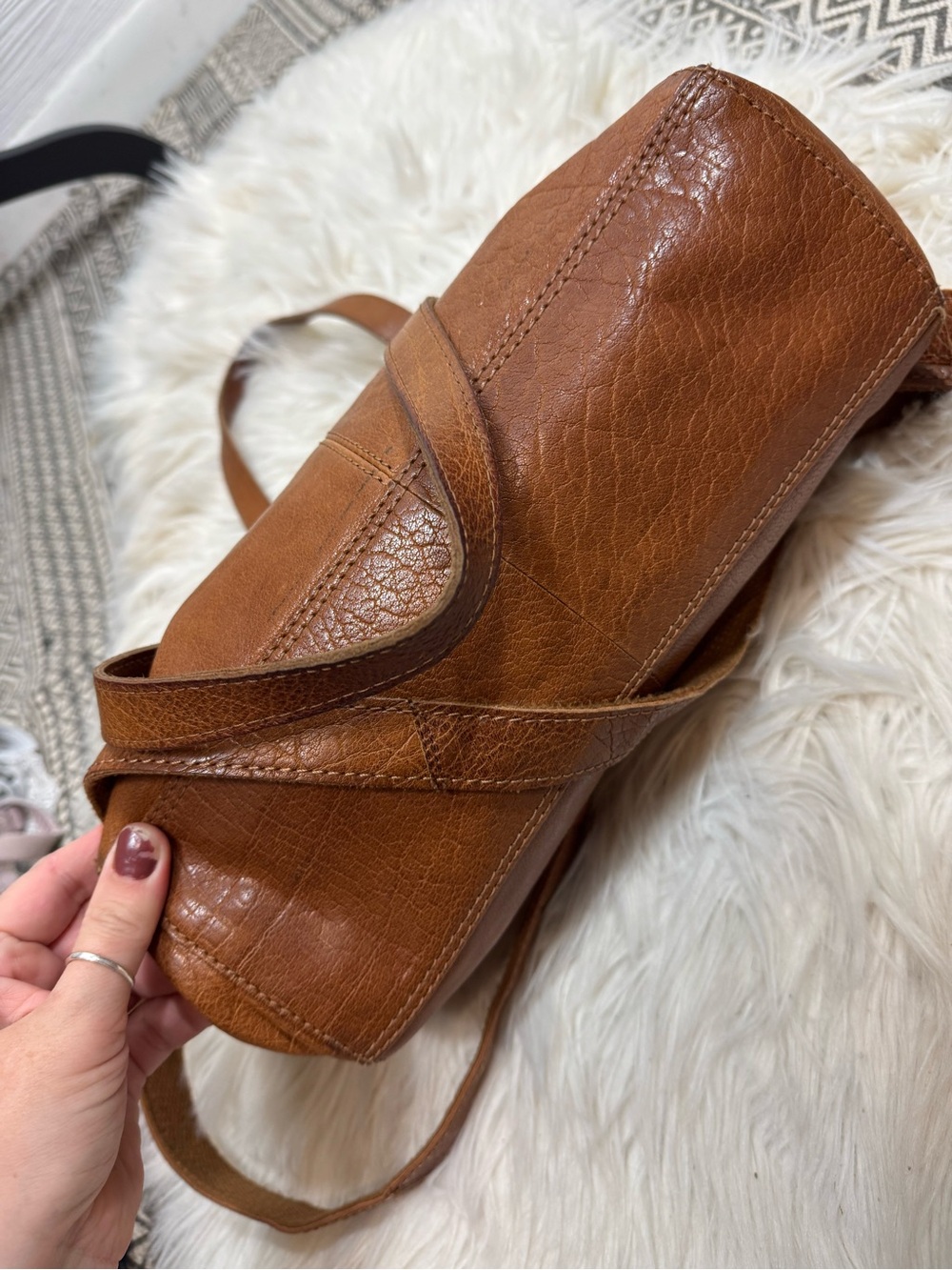 Spikes & Sparrow Genuine Leather Shoulder Bag Purse Brown Front Zip Pocket - Picture 9 of 12